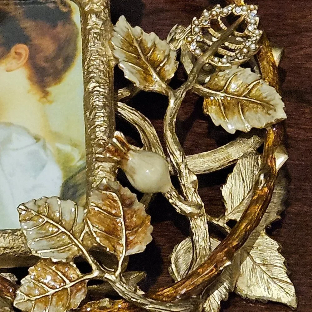 RARE EXQUISITE JAY STRONGWATER GOLD BEE WILD FLOWER FLORAL ENAMEL CRYSTAL FRAME